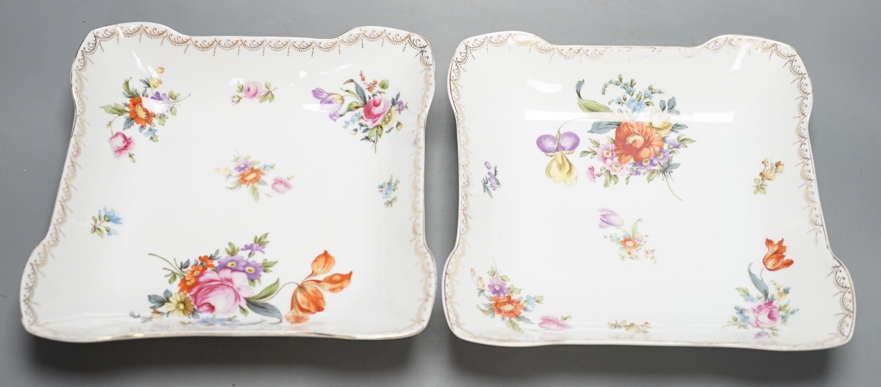 A pair of Rosenthal floral decorated dishes, 24cm